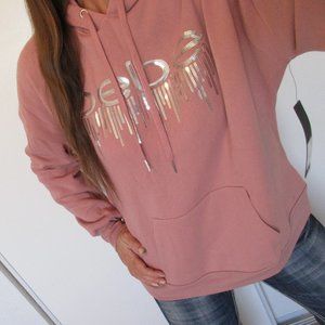 New BEBE SPORT Hoodie XL Pullover Pink Sweatshirt
